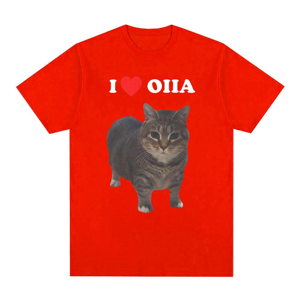 Spinning Cat Meme Funny I Love Oiia Tshirt Unisex Women Harajuku Fashion Short Sleeve Tee Shirt Unisexs Clothing T Shirts Streetwear