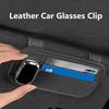Multi-function Sunglasses Holder, Leather Glasses Holders for Car Sun Visor, Eyeglasses Hanger and Ticket Card