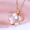 Натуральный пресноводный жемчуг ювелирные изделия ожерелья для женщин элегантный золотой цвет цветок кулон подарок на день рождения