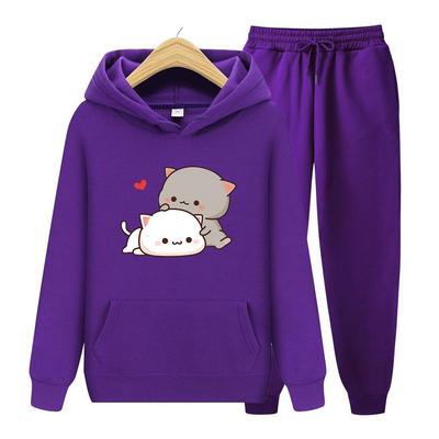 Женский комплект с капюшоном с длинными рукавами Kawaii Girl, комплект свитшотов в стиле аниме, флисовый комплект Harajuku, большой подарок на день Святого Валентина, комплект с капюшоном