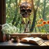 Gothic Skull Wind Chime Weather-proof Indoor Outdoor Garden Patio Metal Vintage Skull Hanging Wind Bell Halloween Decoration Ornament