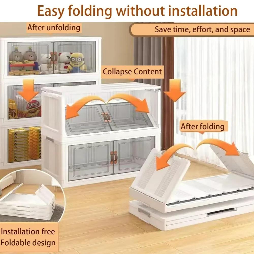 Multi-Layer Wardrobe Containers With Wheels Multifunctional Floor-Standing Bedroom Folding Storage Box Plastic Kitchen Cabinets