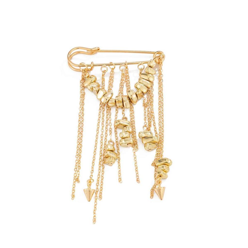 Salircon Exquisite Irregular Tassel Chain Broochs Women Design MultiFunctional Pant Chain Charm Clothes Pin Accessory Jewelry