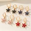 1 Pair Cute Flowers Dangle Earrings for Women Cubic Zirconia Jewelry Daily Wedding Party Accessories