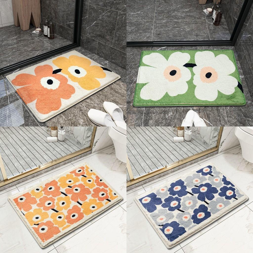 Modern Minimalist Entryway Mat With Cartoon Flower Print Design For Indoor Home Use