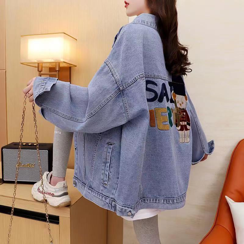 Women's Casual Loose Oversized Denim Jacket Long Sleeved Button Jean Jacket Coat Tops