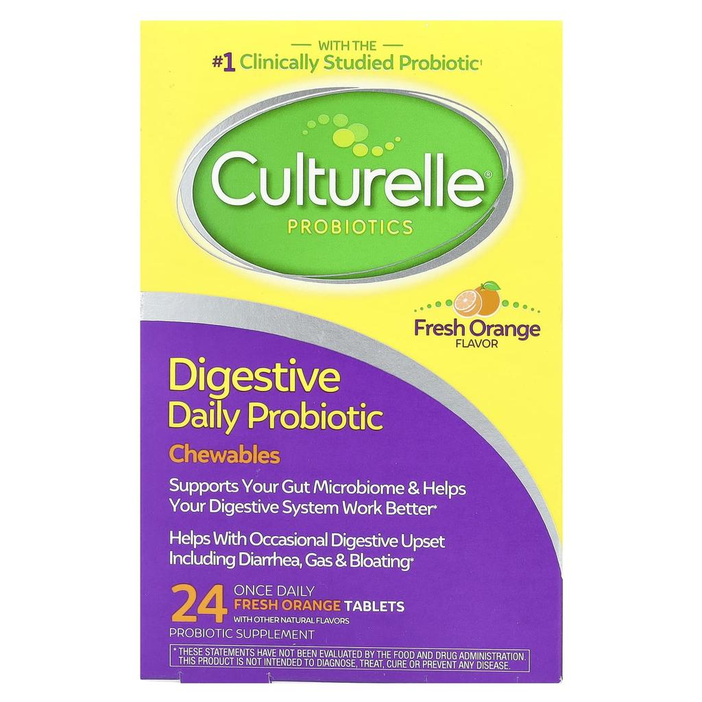 Digestive Daily Probiotic Chewables, Fresh Orange, 24 Tablets Once Daily (53Mg Per Tablet)