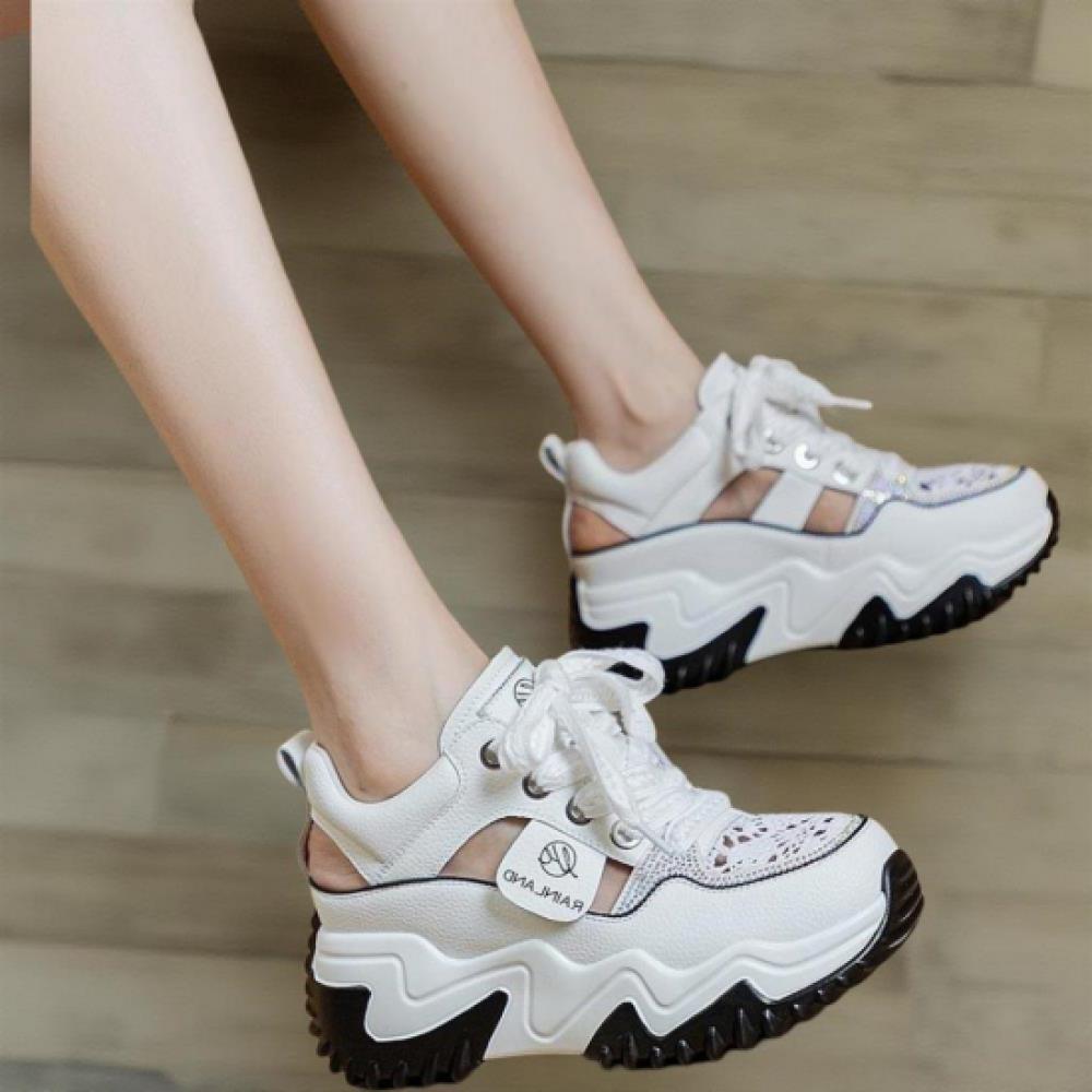New Arrivals Open Run Women Height Increasing Lace Up Sneakers