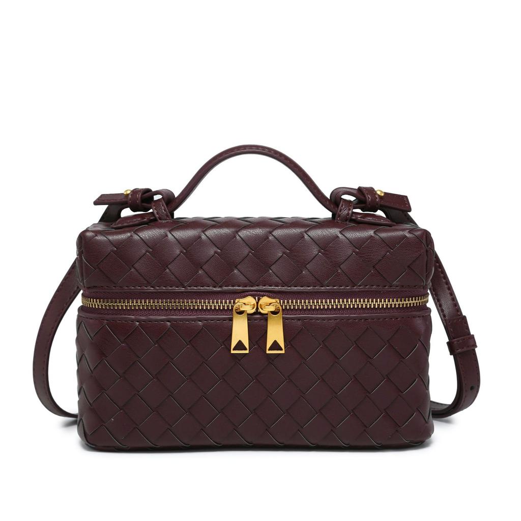 Box cosmetic bag lunch box bag shoulder crossbody 23cm hand-woven portable small square bag factory wholesale