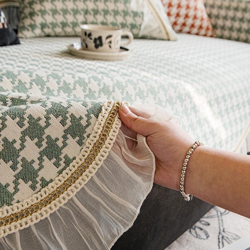 Special-Shaped Sofa Cushion Universal Non-Slip In All Seasons New Thousand Bird Grid Seat Cushion High-End Sofa Cover Cloth Cover Towel