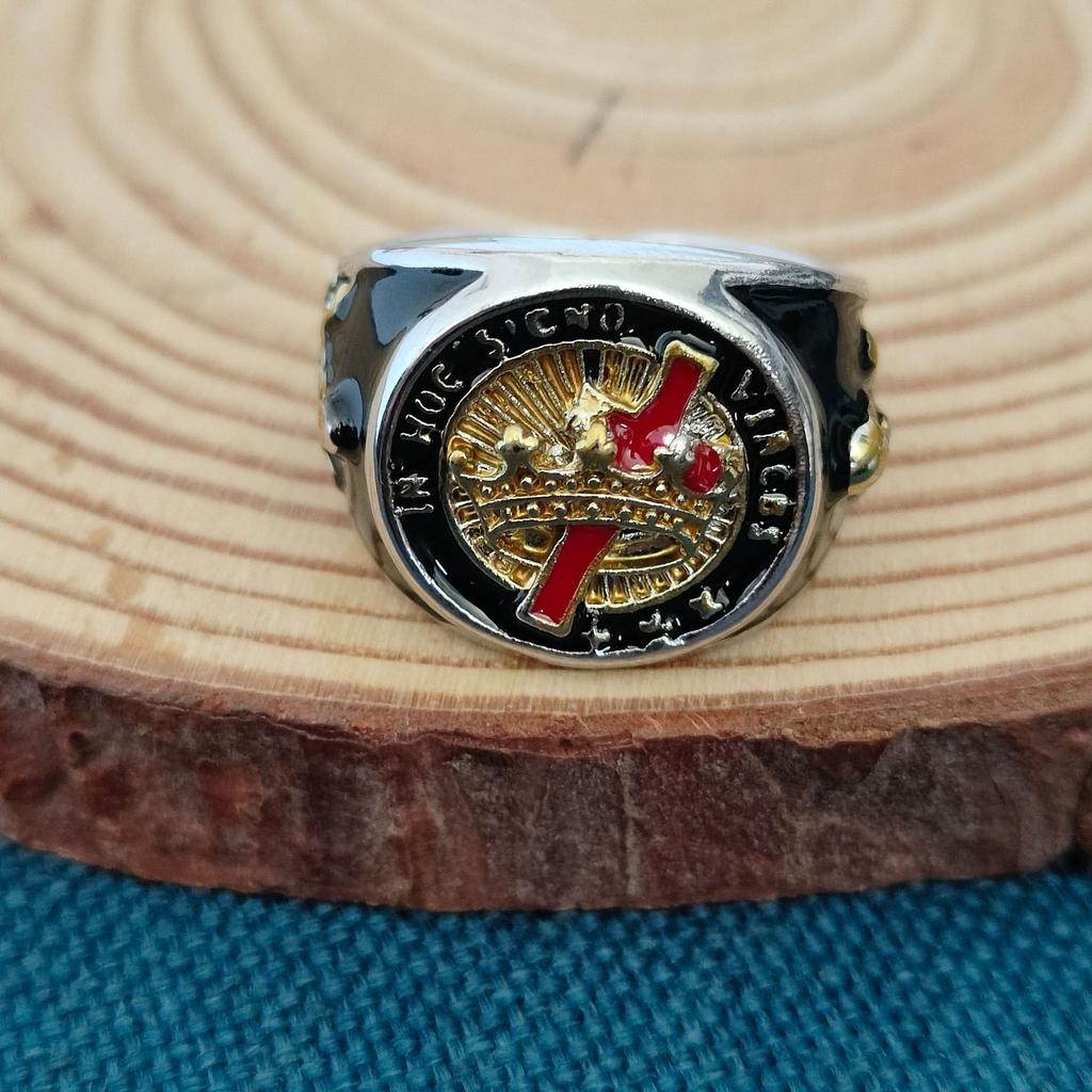 New Creative Dominance European and American Trend Crown Drip Oil Skull Cross Unique Ring