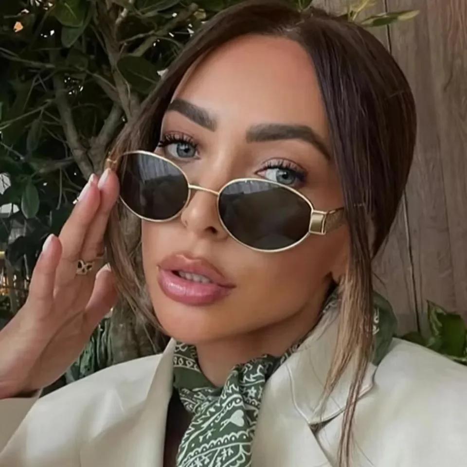 Маленькие металлические овальные солнцезащитные очки для женщин Дизайнерский бренд Модные роскошные очки UV400 Очки Мужские Винтажные солнцезащитные очки