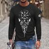 Men's Retro Viking Celtic Tree of Life 3D Printed Casual T-shirts Round Neck Fashionable Long Sleeved Men's Plus Size T-shirts