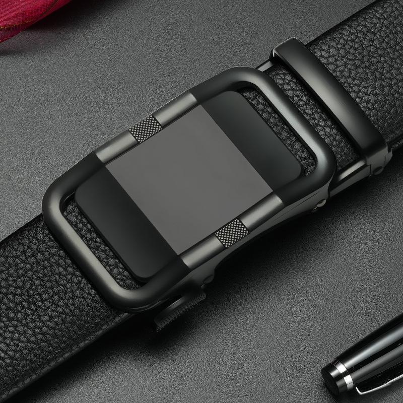 Men's Cowhide Belt Trendy Versatile Leather Belt Business Casual Automatic Buckle Middle Aged and Young Trousers Belt Men