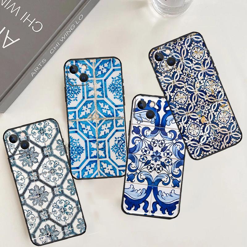 Португальская плитка Чехол для телефона iPhone 17 Pro Max 16 15 14 12 11 13 Pro Max Plus 12 13 Mini 16e 17 Air Cover