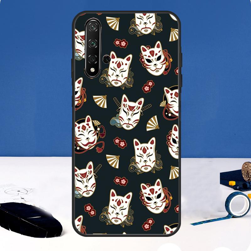 Японский чехол-маска лисы Кицунэ для Huawei Nova 12i 7i 8i 11i 12s 11 9 10 SE Y60 Y61 Y70 Y72 Y73 Y90 Y91 P30 P40 Lite