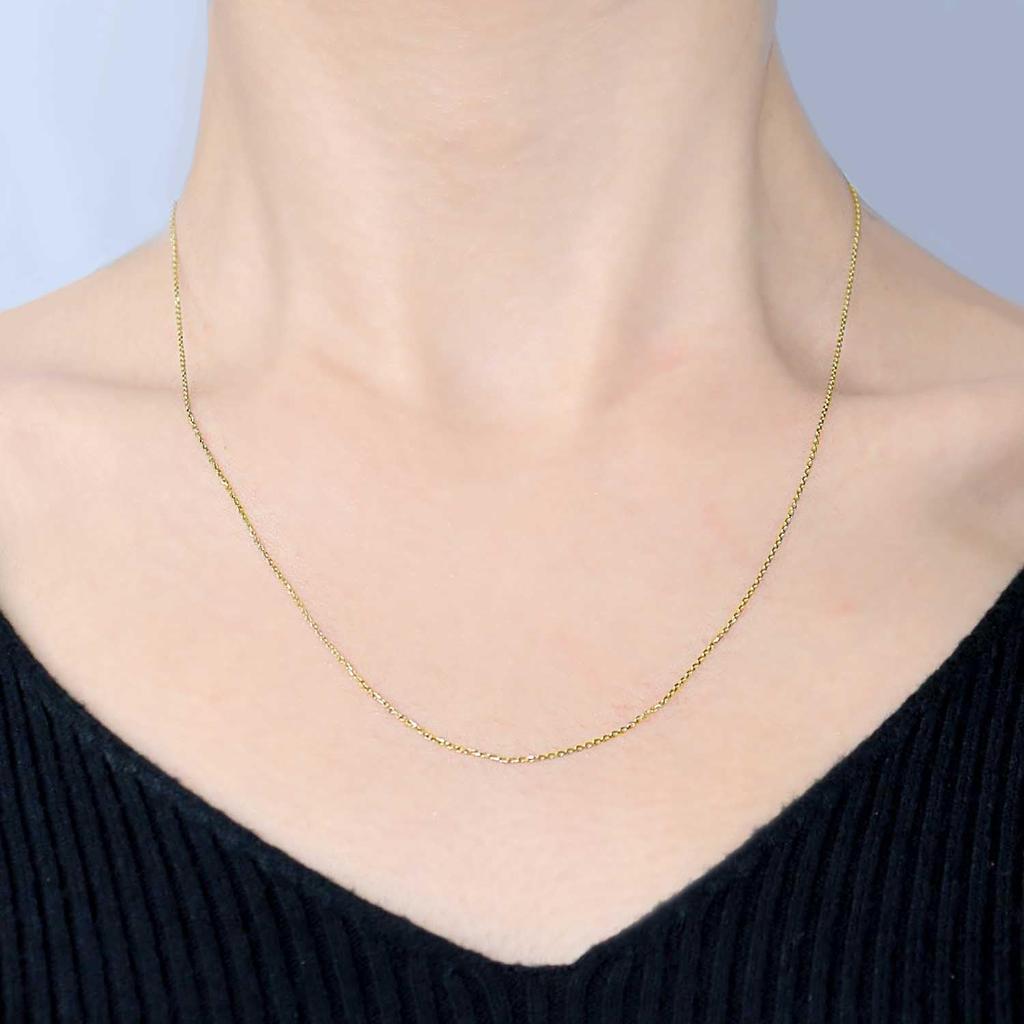 Ожерелье из золотой цепочки 18 карат K18 Red Bean Azuki Ширина максимальная 45 см Длина регулируемая [Lara Christie] 0,8 мм приблизительно. 1.3г lc97-0005