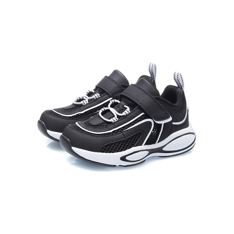 Li Ning Comfortable Casual Non-Slip Wear-Resistant Breathable Lightweight Low-Top Running Shoes Kids Sneakers Black White YKNR044-1