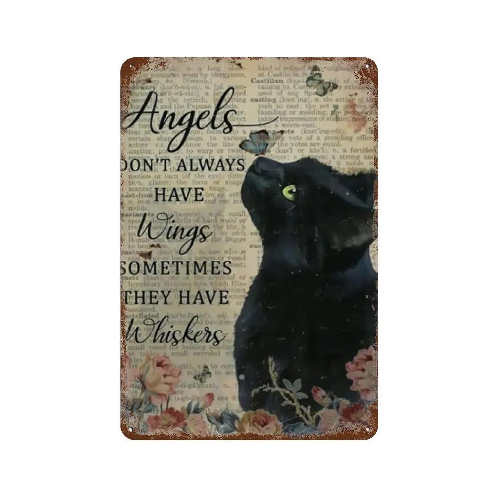 Знаменитая картина «Мона Лиза Звездная ночь» с забавным черным котом, постер, металлическая жестяная вывеска, табличка, настенное искусство, домашний декор для гостиной, спальни