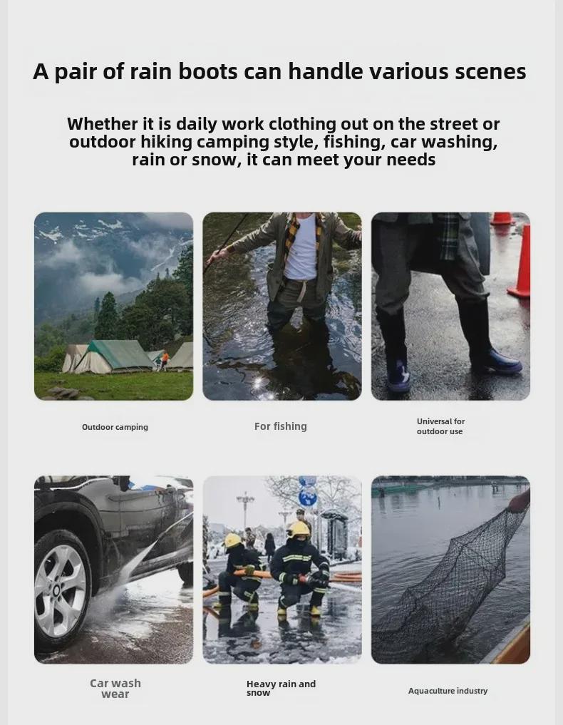 Мужские водонепроницаемые резиновые сапоги в мотоциклетном стиле — стильная, удобная, нескользящая обувь для отдыха на природе