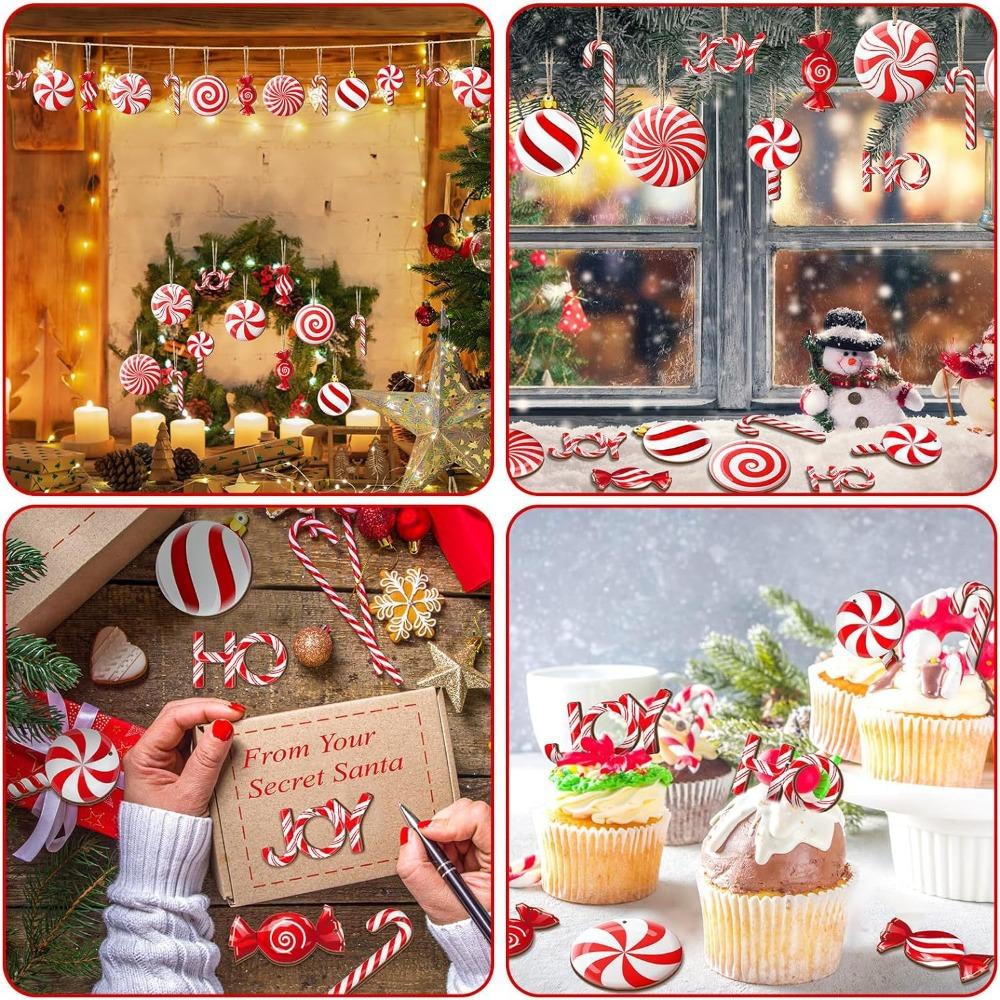 24 шт. Красное украшение на елку, детский подарок, украшение в виде леденца, забавный рождественский кулон, Рождество