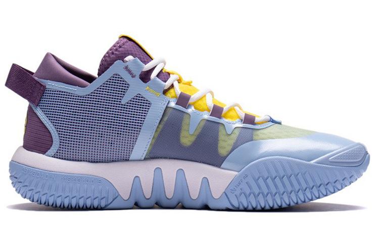 Li Ning Badfive 2 Низкоупругая Амортизация Скользкая Устойчивость к Истиранию Низкие Баскетбольные Кроссовки Мужские Сине-Фиолетовые ABFS003-2