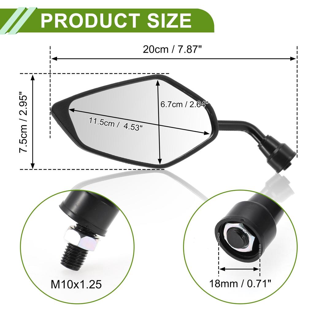 HOPESPANNER Universal Motorcycle Rearview Adjustable Bar End Side Mirror Iron 1 M10 Leaf Shape Mirrors, Mounts, Plastic, Set, White,