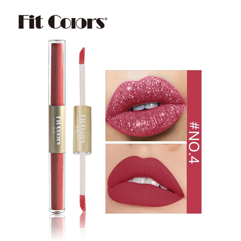 Подходящие цвета Новая двойная головка и антипригарная чашка двойного назначения Матовый жемчужный блеск Глазурь для губ Жидкая губная помада Помада