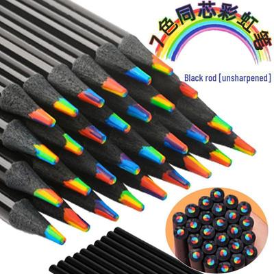 Карандаш Rainbow Wood с 7-цветным стержнем для творчества своими руками - черная радужная ручка с разноцветным стержнем