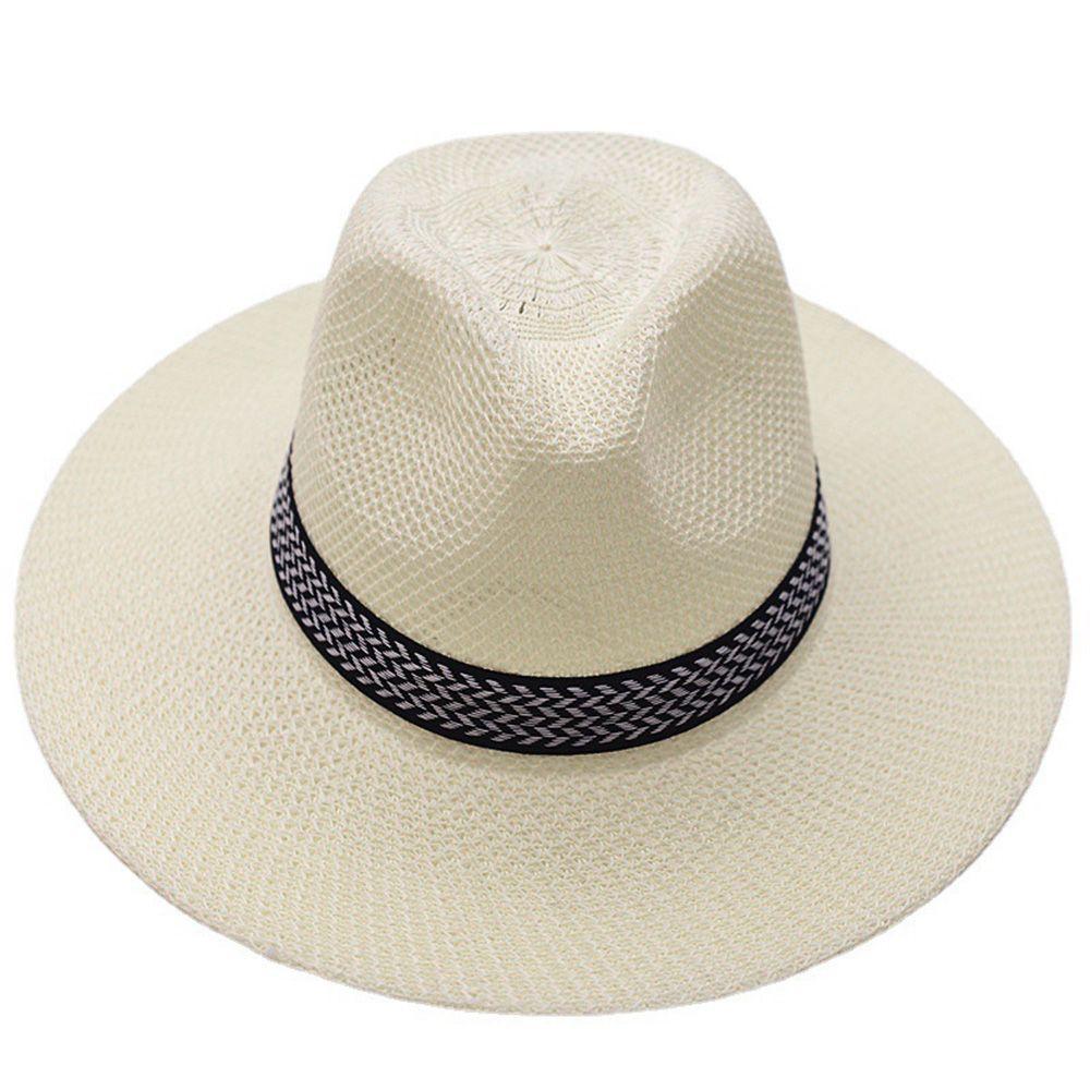 Beach Travel Male Dad Bowler Hat Middle-aged Men Straw Hat Old Man Sun Hat Solid Color Panama Hat