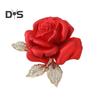 Брошь-булавка из сплава в форме цветка розы, блестящие стразы, инкрустированные изысканным воротником, значком для воротника, аксессуаром для пальто