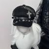 Милая Шляпа-Берет Y2k Шляпы для Женщин Мужская Шляпа Панк Субкультура Шляпа Художника Универсальная Шляпа с Металлическими Заклепками и Крестами