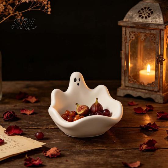 Durable Resin Art Tool Halloween Ghost Storage Bowl Silicone Mold, DIY Jewelry Dish Candy Desktop Organizer Mold for Plaster Cement Epoxy Easy