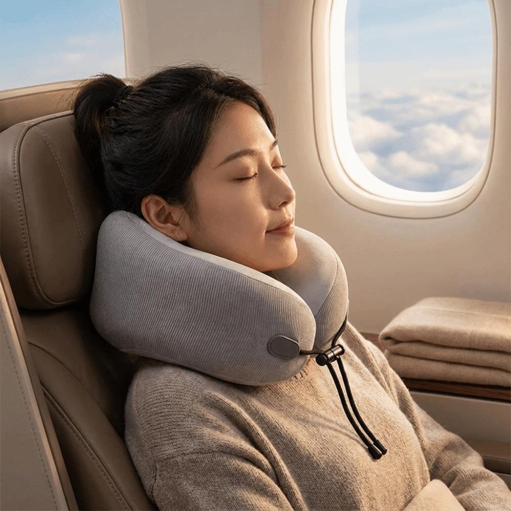 Lightweight Design Slow Rebound Foam Neck Pillow Travel Cushion With Massage Airplane Travel