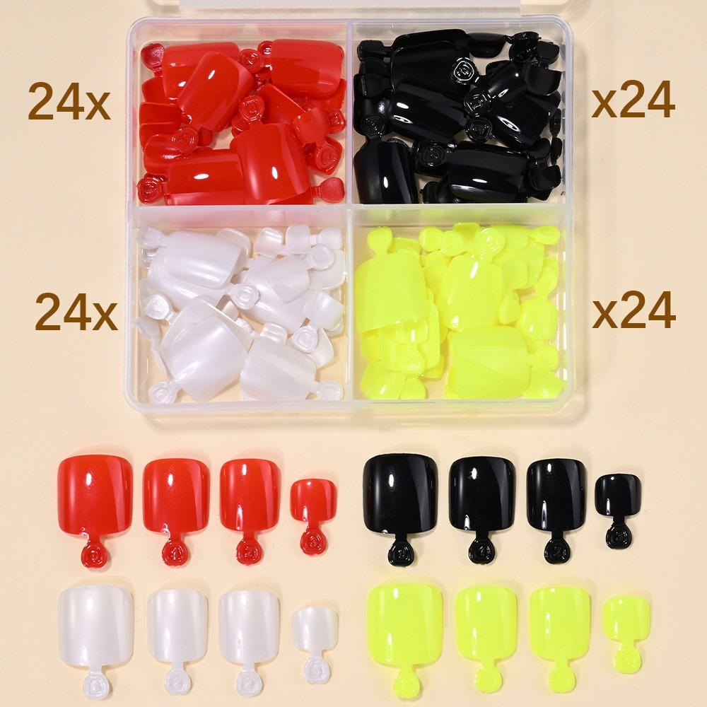 96/144/288 Pcs Artificial Fake Toenail Short Square Foot Nail Art Tips  Foot Extension