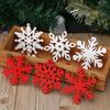 6 Pcs White Red Wooden Snowflakes Christmas Decorations 2024 Xmas Tree Hanging Pendant Home Wall Novelty Ornaments 6.9x6.9CM