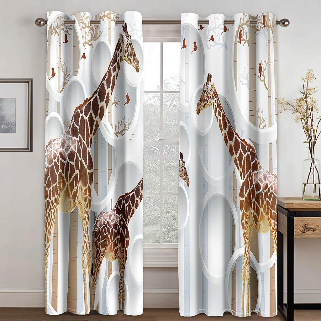 3D Digital Print Cheap Custom Animal Lion Tiger Two Thin Window Curtains for Living Room Bedroom Kitchen Office Decor 2 Pieces