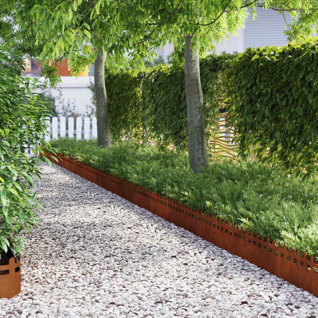 Lawn Edging 20 pcs Rusty 103 x 0.05 x 22 cm Weatherproof Steel