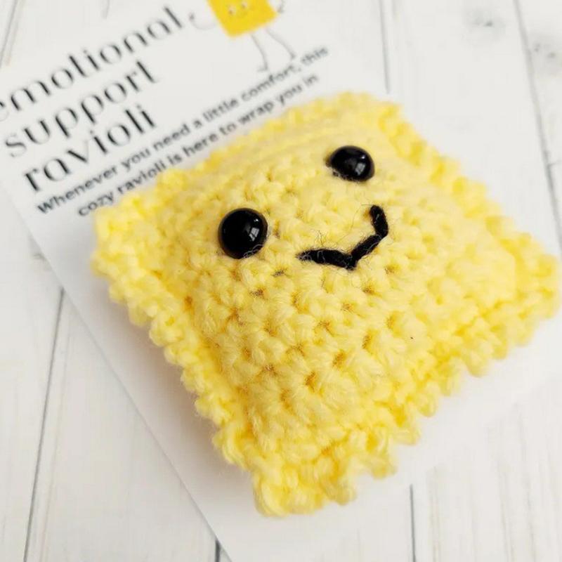 Эмоциональная поддержка Равиоли вязаная положительная энергия карманная кукла с картой для украшения домашней комнаты подарок