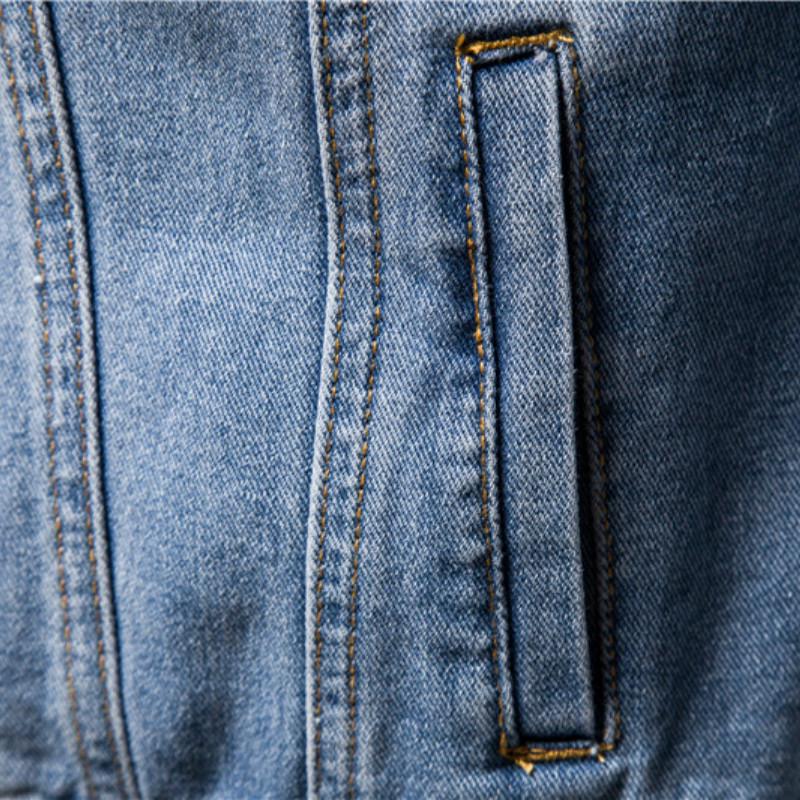 Мужская джинсовая куртка из хлопка, мужская джинсовая куртка, повседневная однотонная однобортная джинсовая куртка с лацканами, осеннее мужское пальто с длинным рукавом