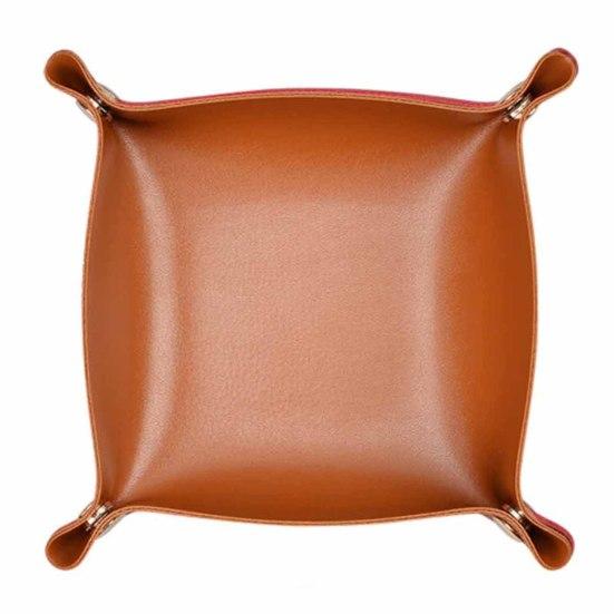 Practical Faux Leather Fashion Anti-slip Desktop Jewelry Cosmetic Plate Tray Key Plate