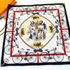 990CM Hand-Rolled Edge Bike And Hat Printed Square Scarf Sun Protection Twill Silk Shawl Women Luxury Handmade Curled Headscarf
