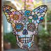 Colorful Skull Suncatcher Sun Catcher Skull Light Trap Window Hanging Decoration with Rhinestones Flowers Butterflies Unique Gothic Boho Decor Gift