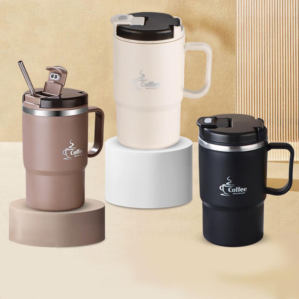 Кофейная кружка с ситечком и ложкой из нержавеющей стали 304, офисная кружка для питья, герметичная, переносная, для чая, молока, кофе, кружка с крышкой