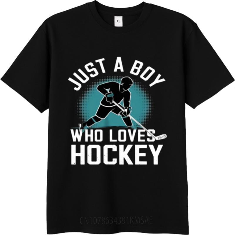 Rock For Her Oneck Tshirt Cotton Just A Boy Who Loves Hockey Minimalist Boys Teeshirt Relaxed Fit Tshirt Oversized Tshirt