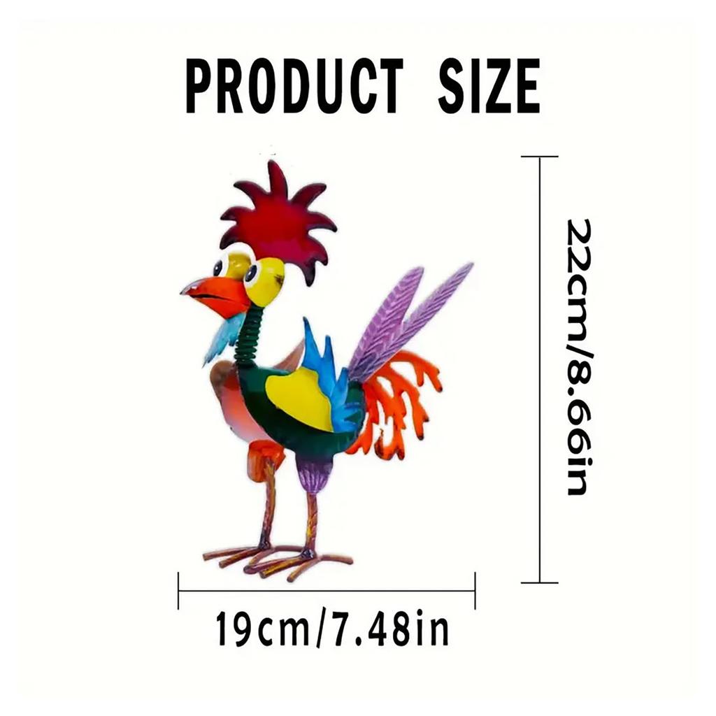 Metal Rooster Decor Colorful Standing Rooster Statue Iron Chicken Yard Art Chicken Figurines Rooster Yard Sculpture for Outdoor