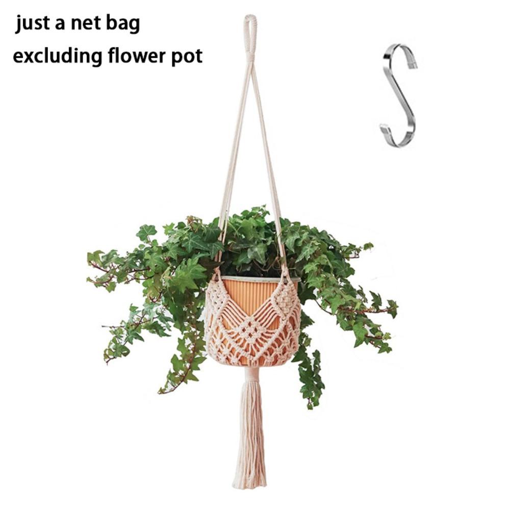 Boho Plant Hanger Cotton Rope Woven Flower Pot for Indoor Outdoor Hanging Succulents