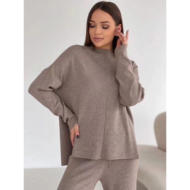 New Autumn and Winter Russian Loose Sweater Trousers Set Knited Sweater and Pants Set