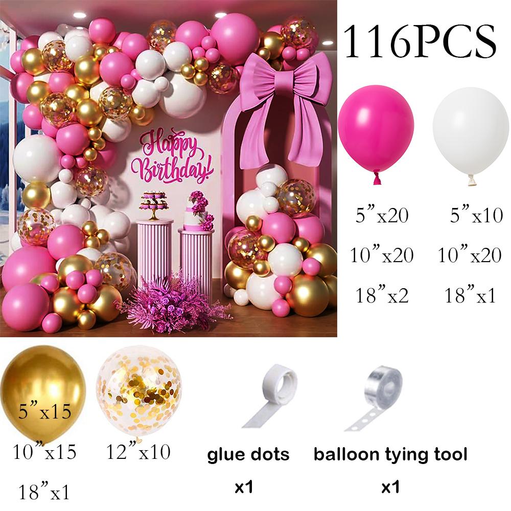 Rose Pink Balloons Garland Arch White Gold Confetti Balloon Kit Baby Shower Wedding Anniversary Birthday Party Decoration Globos
