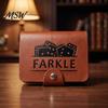 Travel Dice Game Farkle Board Game, with Faux Leather Case, 6 Dices, Wooden Lightweight Scoreboard, Portable Tabletop for Family Party Night